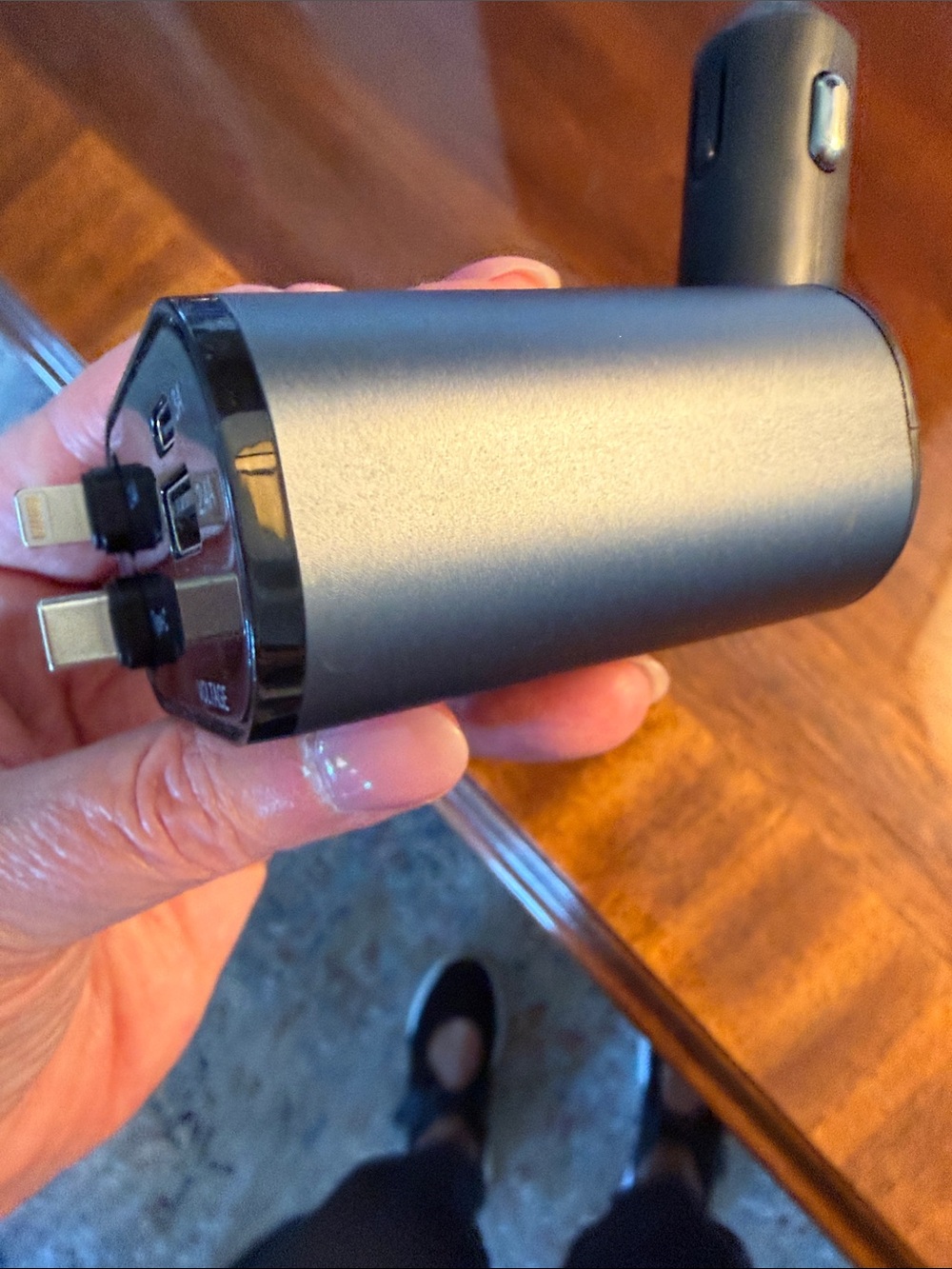 Black Multi-Port Car Charger with USB and Type-C Ports - Picture 4 of 4